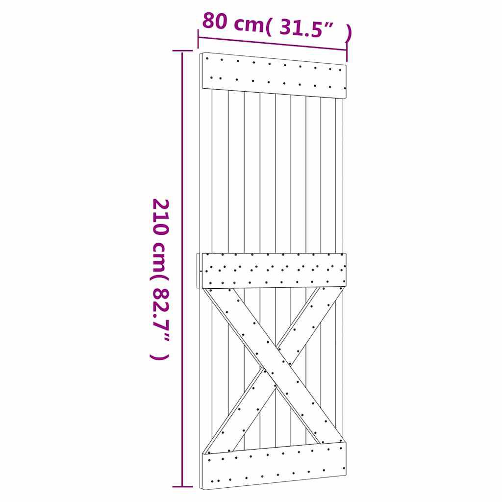 vidaXL Πόρτα NARVIK 80 x 210 εκ. από Μασίφ Ξύλο Πεύκου