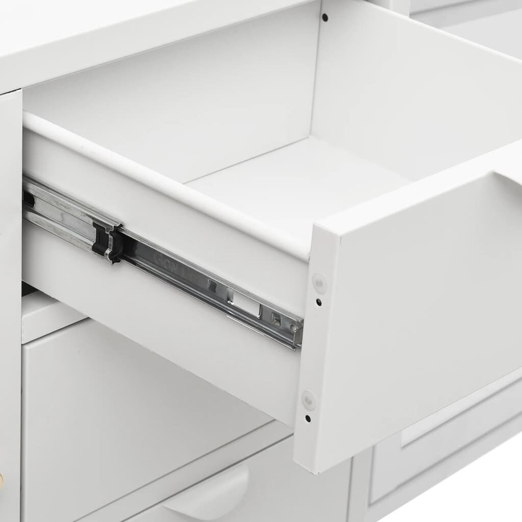 vidaXL Μπουφές Λευκός 105 x 35 x 70 εκ. από Ατσάλι και Ψημένο Γυαλί