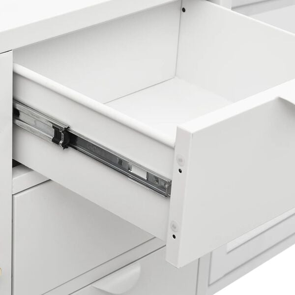 vidaXL Μπουφές Λευκός 105 x 35 x 70 εκ. από Ατσάλι και Ψημένο Γυαλί