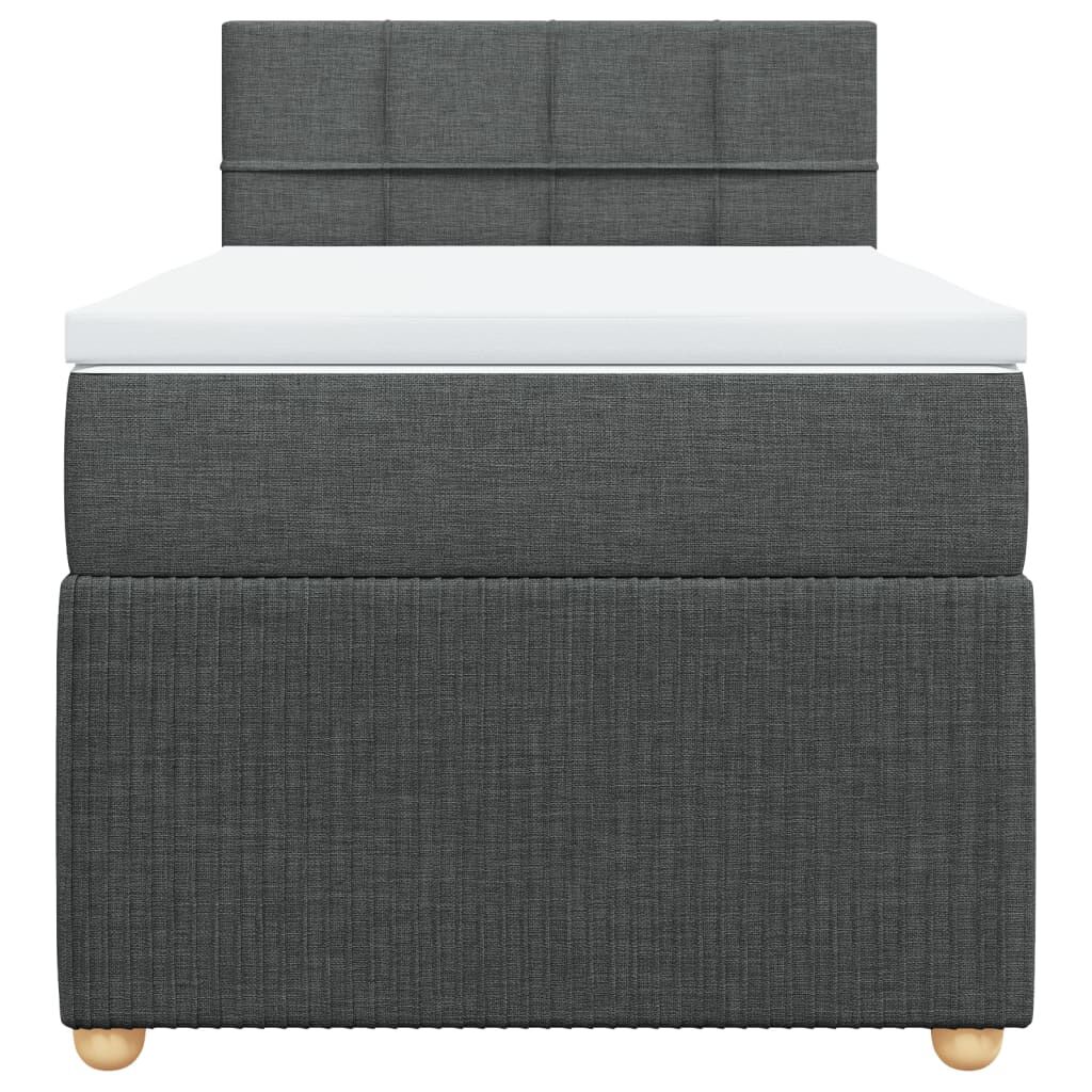 vidaXL Κρεβάτι Boxspring με Στρώμα Σκούρο Γκρι 90x200 εκ. Υφασμάτινο