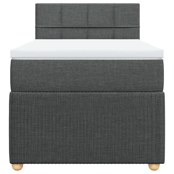 vidaXL Κρεβάτι Boxspring με Στρώμα Σκούρο Γκρι 90x200 εκ. Υφασμάτινο