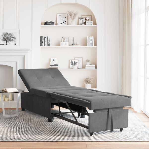 vidaXL Κρεβάτι καναπές με τροχούς Σκούρο Γκρι 194 x 50 x 82 εκ.