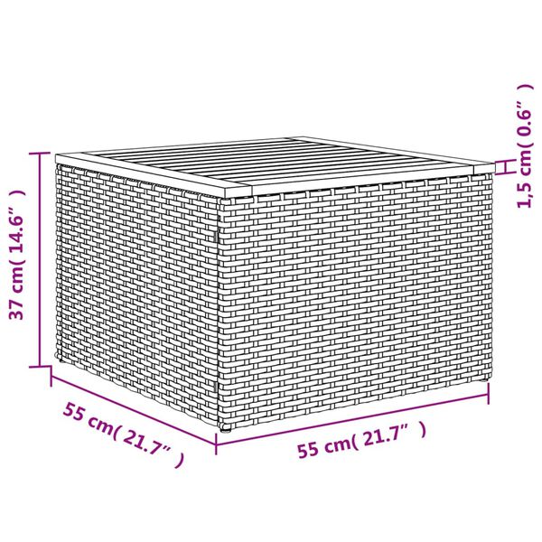 vidaXL Τραπέζι Κήπου Μπεζ 55x55x37 εκ. Συνθετικό Ρατάν / Ξύλο Ακακίας
