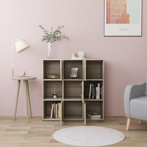 vidaXL Βιβλιοθήκη Χρώμα Sonoma Δρυς 90 x 30 x 90 εκ. από Επεξ. Ξύλο