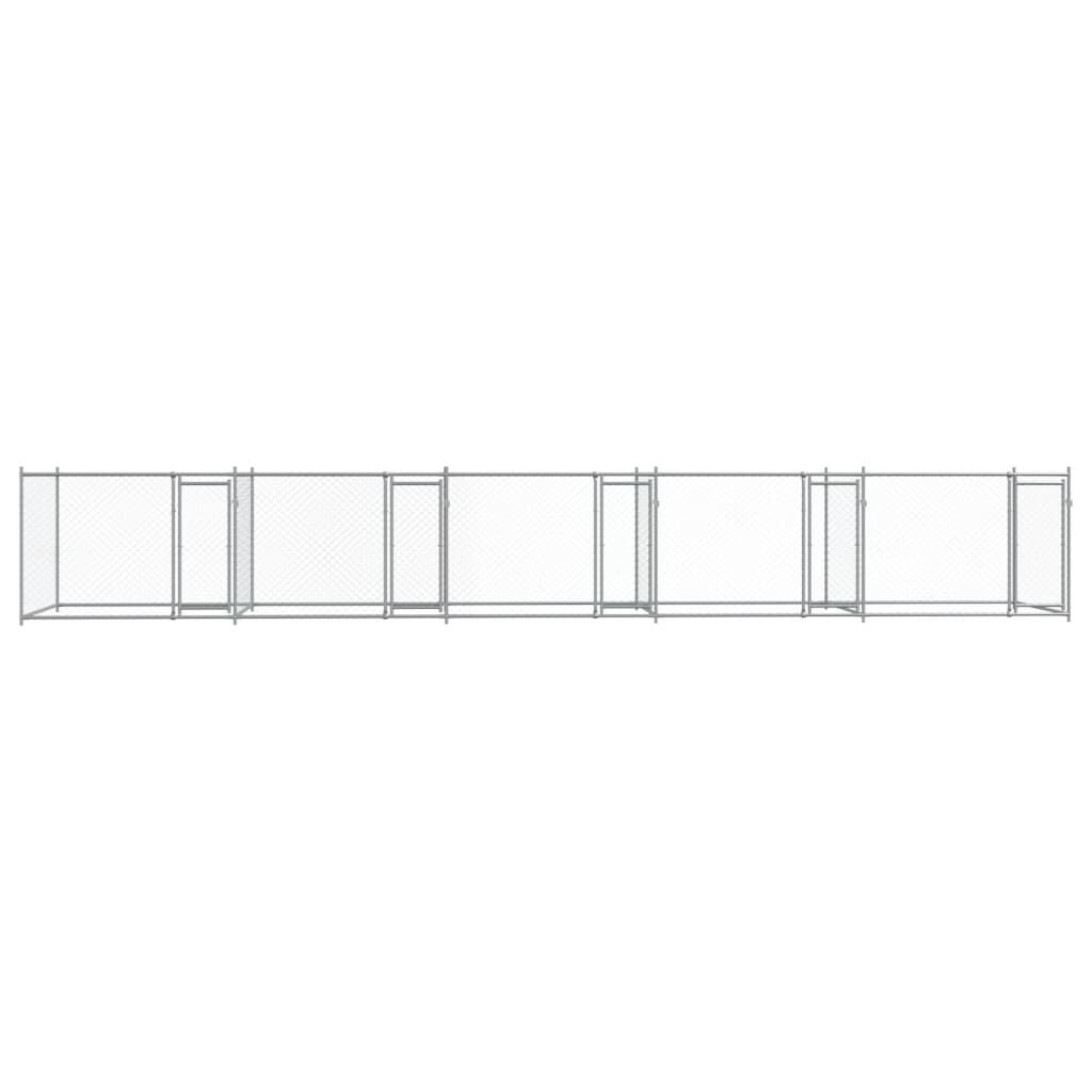 vidaXL Κλουβί Σκύλου με Πόρτες Γκρι 10x2x1,5 μ. Γαλβανισμένος Χάλυβας
