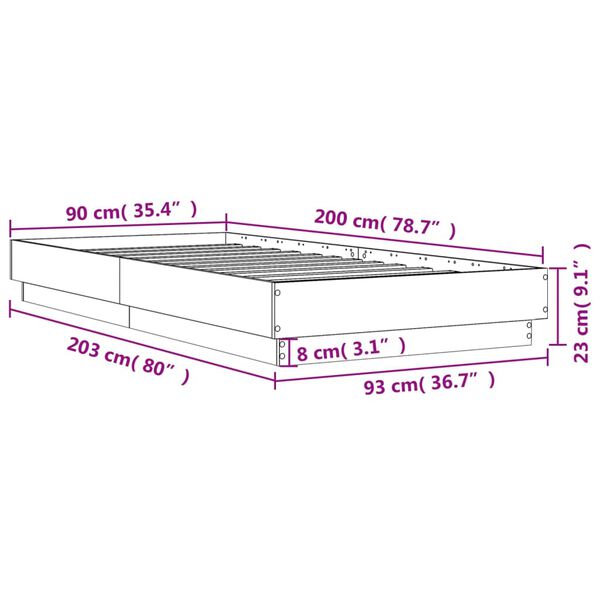 vidaXL Πλαίσιο Κρεβατιού Μαύρο 90 x 200 εκ. Επεξεργασμένο Ξύλο