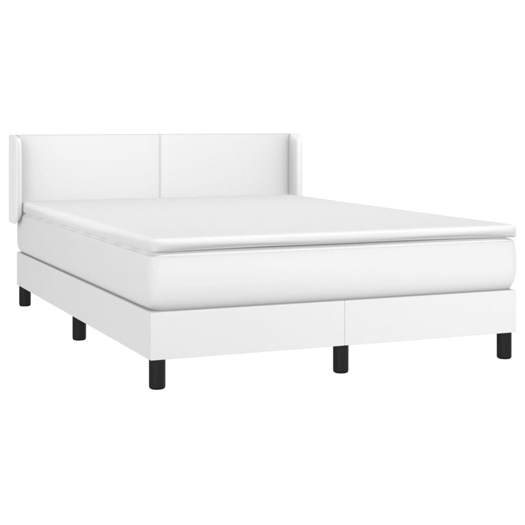 vidaXL Κρεβάτι Boxspring με Στρώμα Λευκό 140x200εκ.από Συνθετικό Δέρμα
