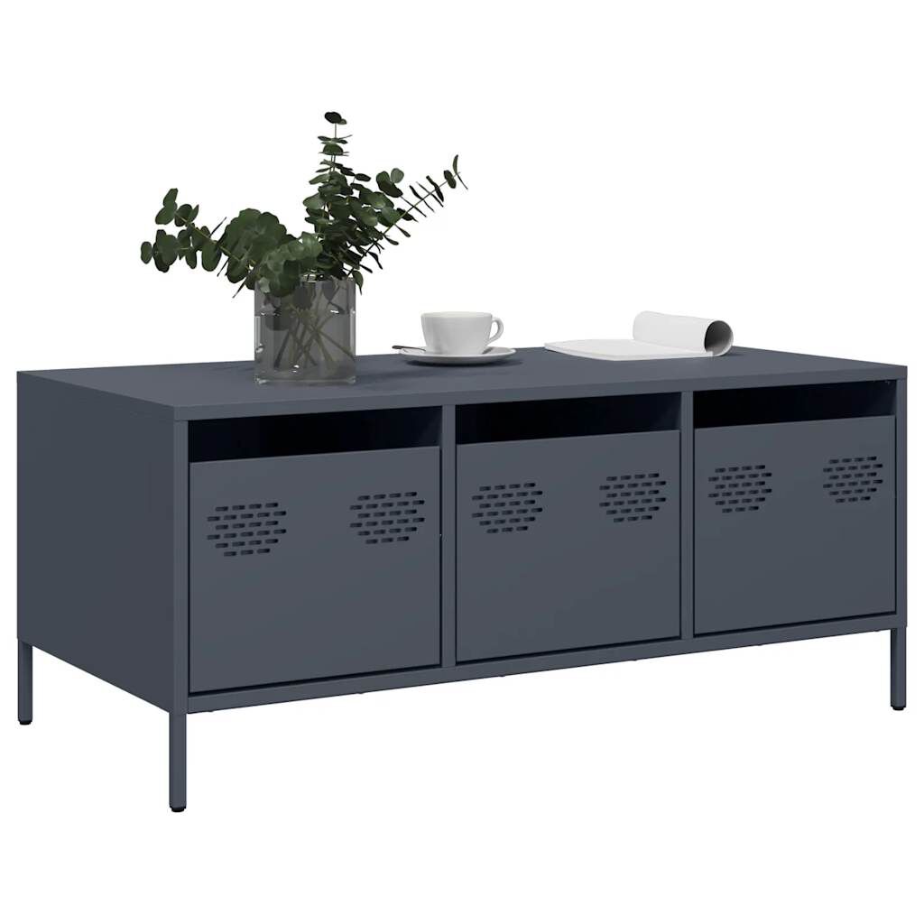 vidaXL Τραπεζάκι Σαλονιού Ανθρακί 101,5x50x43,5εκ Χάλυβα Ψυχρής Έλασης