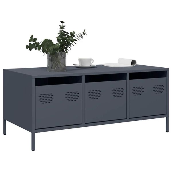 vidaXL Τραπεζάκι Σαλονιού Ανθρακί 101,5x50x43,5εκ Χάλυβα Ψυχρής Έλασης