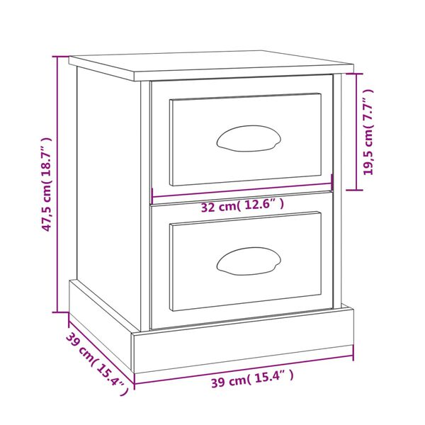 vidaXL Κομοδίνο Καπνιστή δρυς 39x39x47,5 εκ. από Επεξεργασμένο Ξύλο