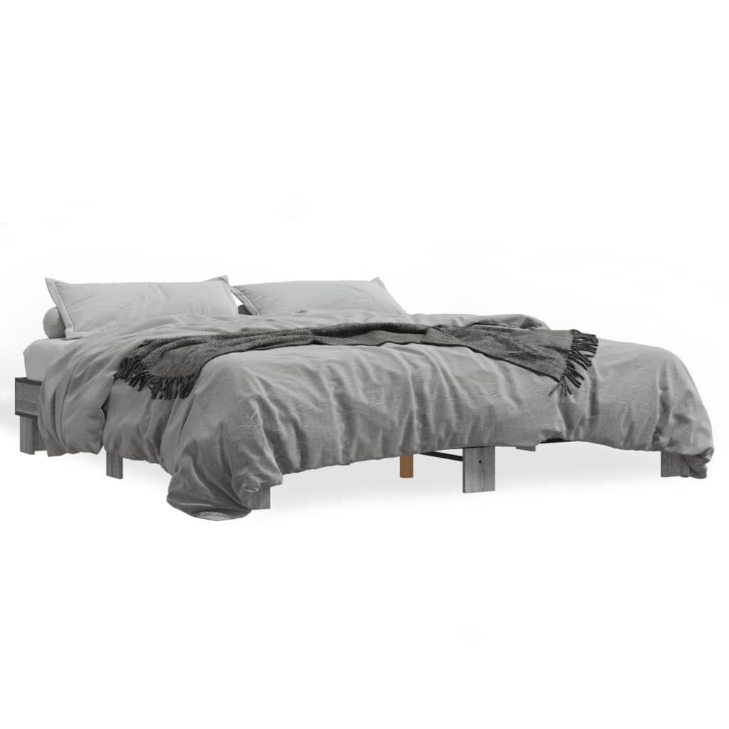vidaXL Πλαίσιο Κρεβατιού Γκρι Sonoma 160x200 εκ. Επεξ. Ξύλο & Μέταλλο