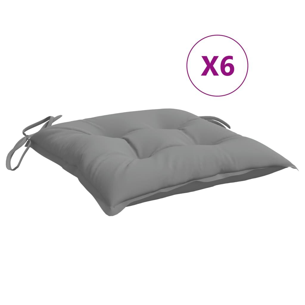 vidaXL Μαξιλάρια Καρέκλας Κήπου 6 τεμ. Γκρι 40x40x7 εκ. Υφασμάτινα