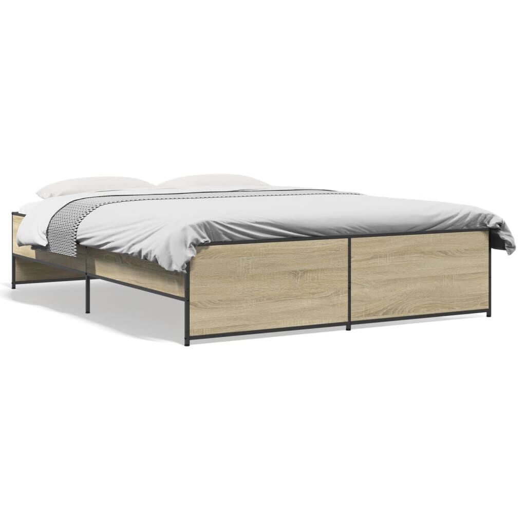 vidaXL Πλαίσιο Κρεβατιού Sonoma Δρυς 150x200 εκ. Επεξ. Ξύλο & Μέταλλο