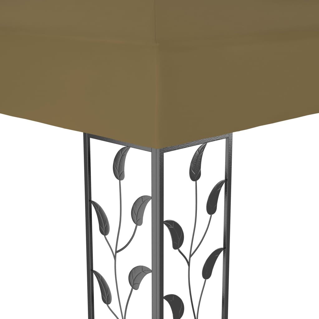 vidaXL Κιόσκι με Διπλή Οροφή και Φωτάκια LED Taupe 3 x 4 μ.