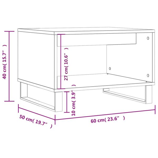 vidaXL Τραπεζάκι Σαλονιού Sonoma Δρυς 60x50x40 εκ. από Επεξεργ. Ξύλο