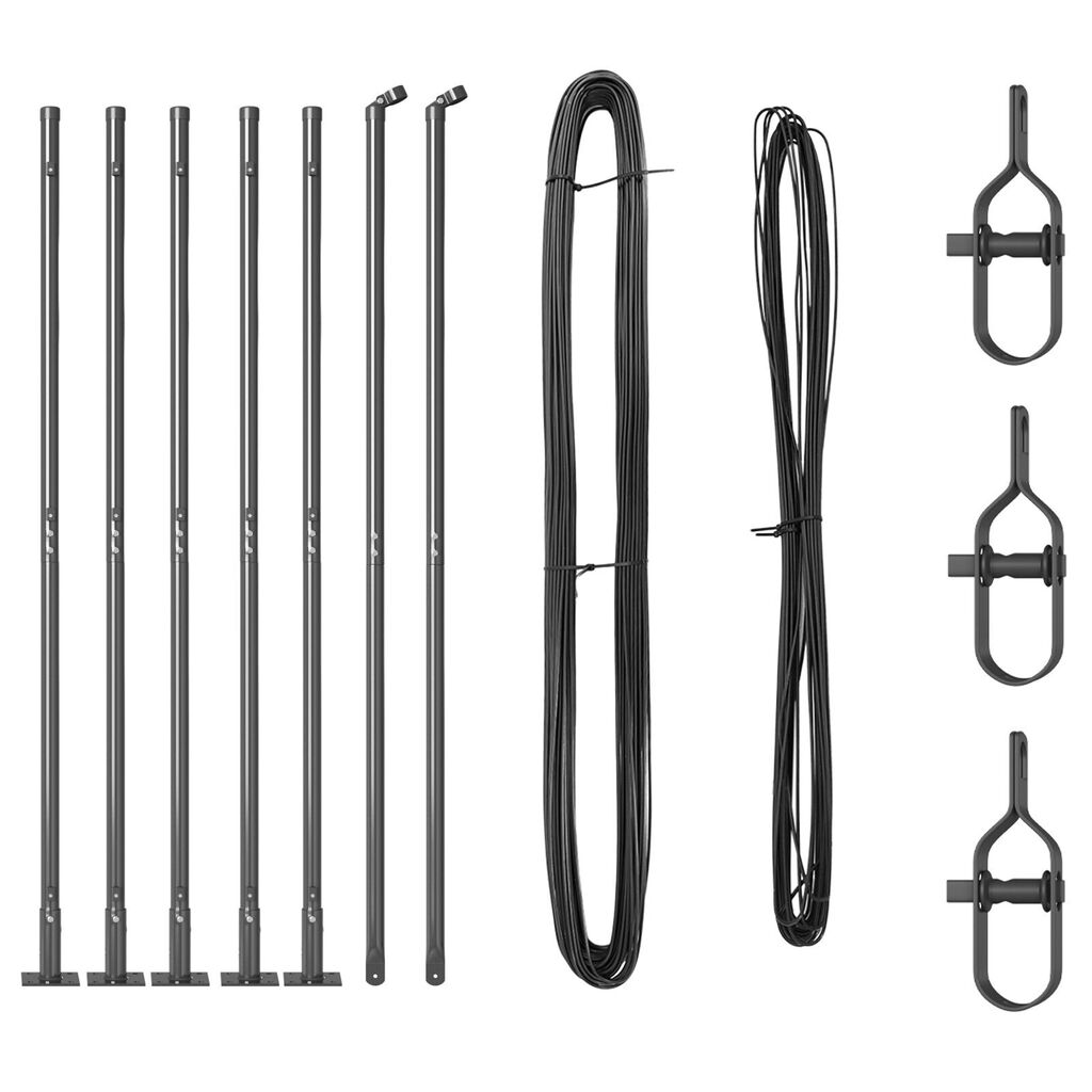 vidaXL Πόμολα Φράχτη με Βάσεις 7 τεμ Ø32mm 68,5cm Γαλβανισμένο Χάλυβα
