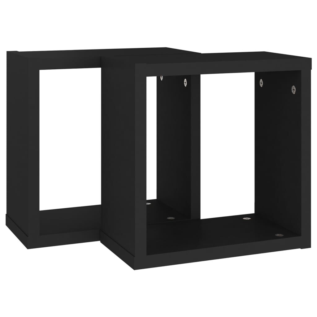 vidaXL Ράφια Κύβοι Τοίχου 2 τεμ. Μαύρα 30 x 15 x 30 εκ.