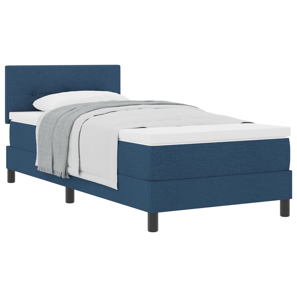 vidaXL Κρεβάτι Box Spring με στρώμα Μπλε 90x190 εκ Υφασμάτινο