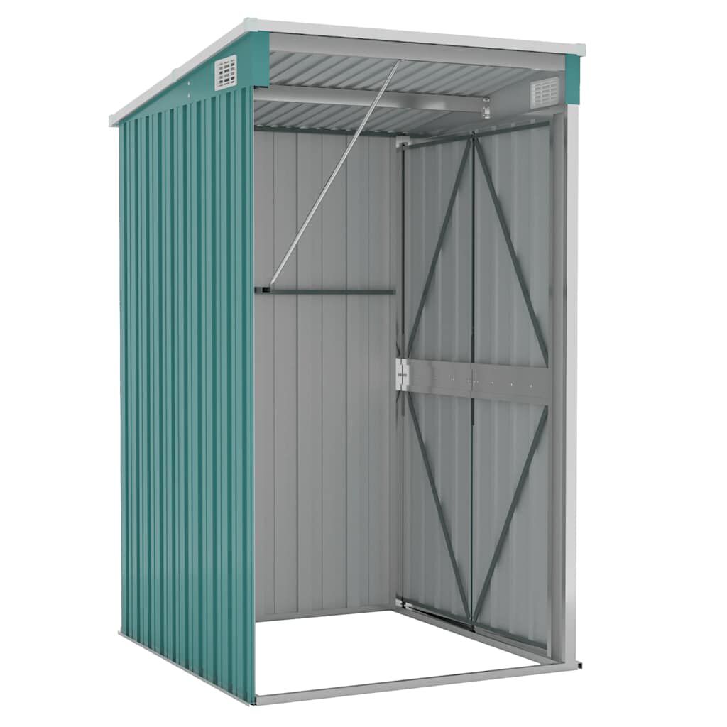 vidaXL Αποθήκη Κήπου Επιτοίχια Πράσινη 118x100x178 εκ από Γαλβ. Ατσάλι