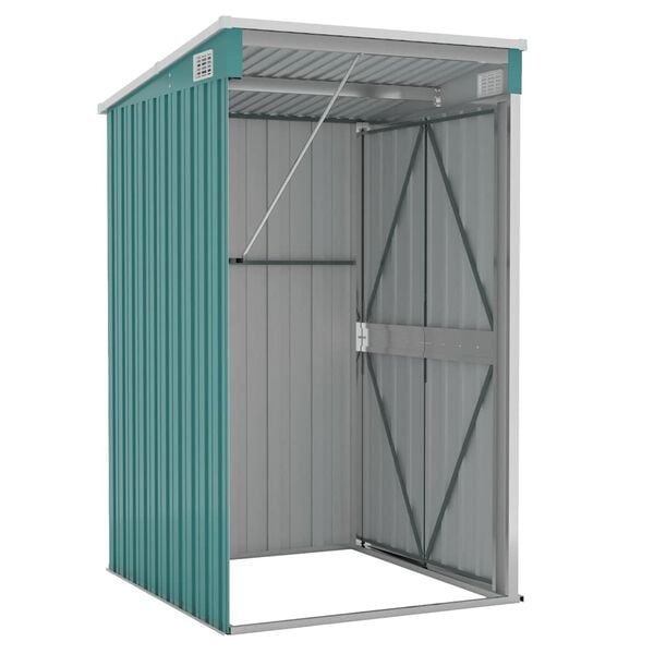 vidaXL Αποθήκη Κήπου Επιτοίχια Πράσινη 118x100x178 εκ από Γαλβ. Ατσάλι