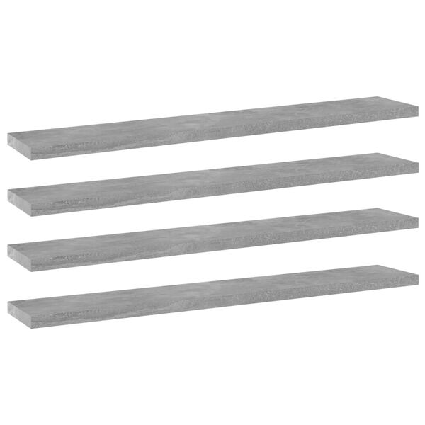 vidaXL Ράφια Βιβλιοθήκης 4 τεμ. Γκρι Σκυροδ. 60x10x1,5 εκ. Επεξ.Ξύλο