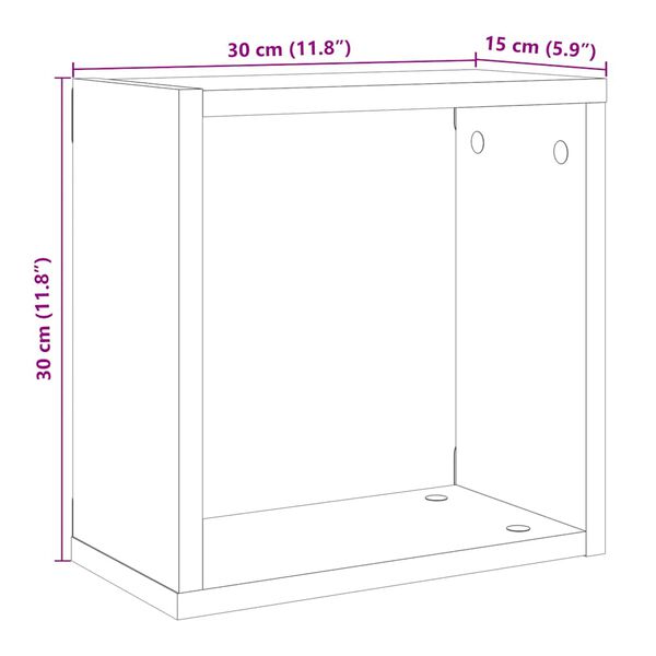vidaXL Ράφια Τοίχου Κύβοι 2 τεμ. Αρτισιανή Δρυς 30x15x30 εκ Επεξ. Ξύλο
