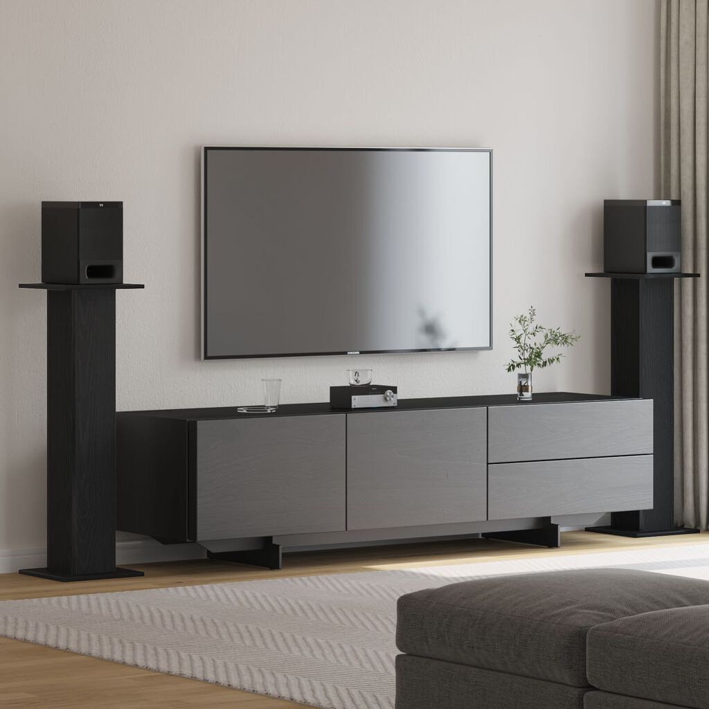 VidaXL Βάσεις Ηχείων 2 τμχ Μαύρη Δρυς 30x30x95 εκ Επιχειρησιακό Ξύλο