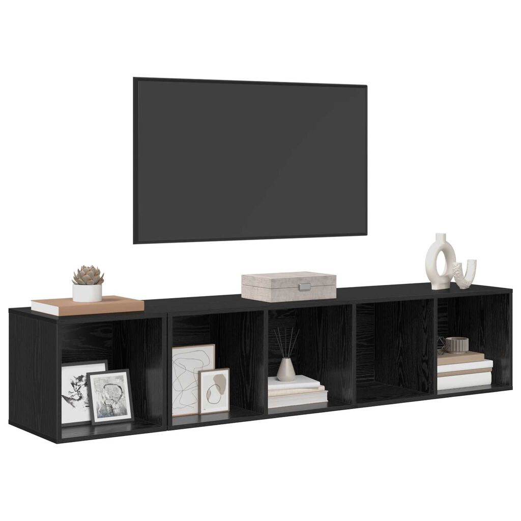 vidaXL 2 pcs Μαύρη δρυς 37 x 37 x 142.5 εκ Επεξεργασμένο ξύλο