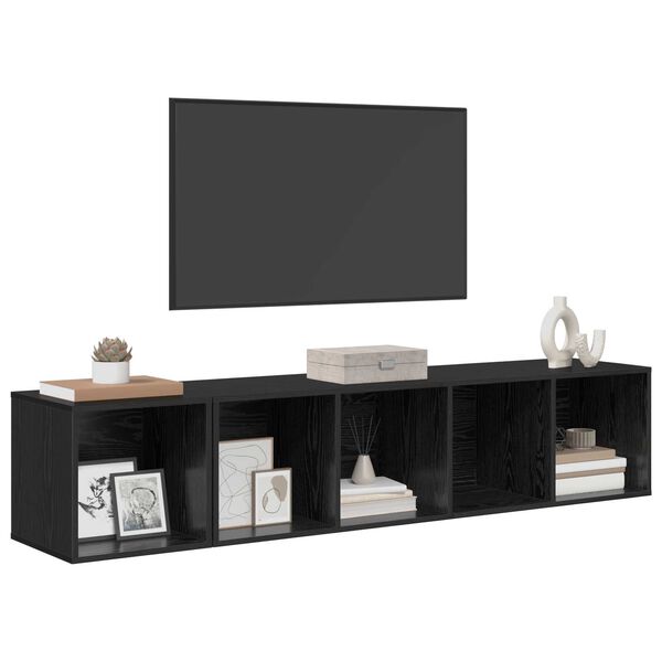 vidaXL 2 pcs Μαύρη δρυς 37 x 37 x 142.5 εκ Επεξεργασμένο ξύλο