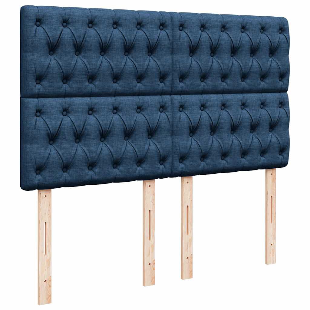 vidaXL Κρεβάτι Boxspring με Στρώμα Μπλε 160x200 εκ. Υφασμάτινο