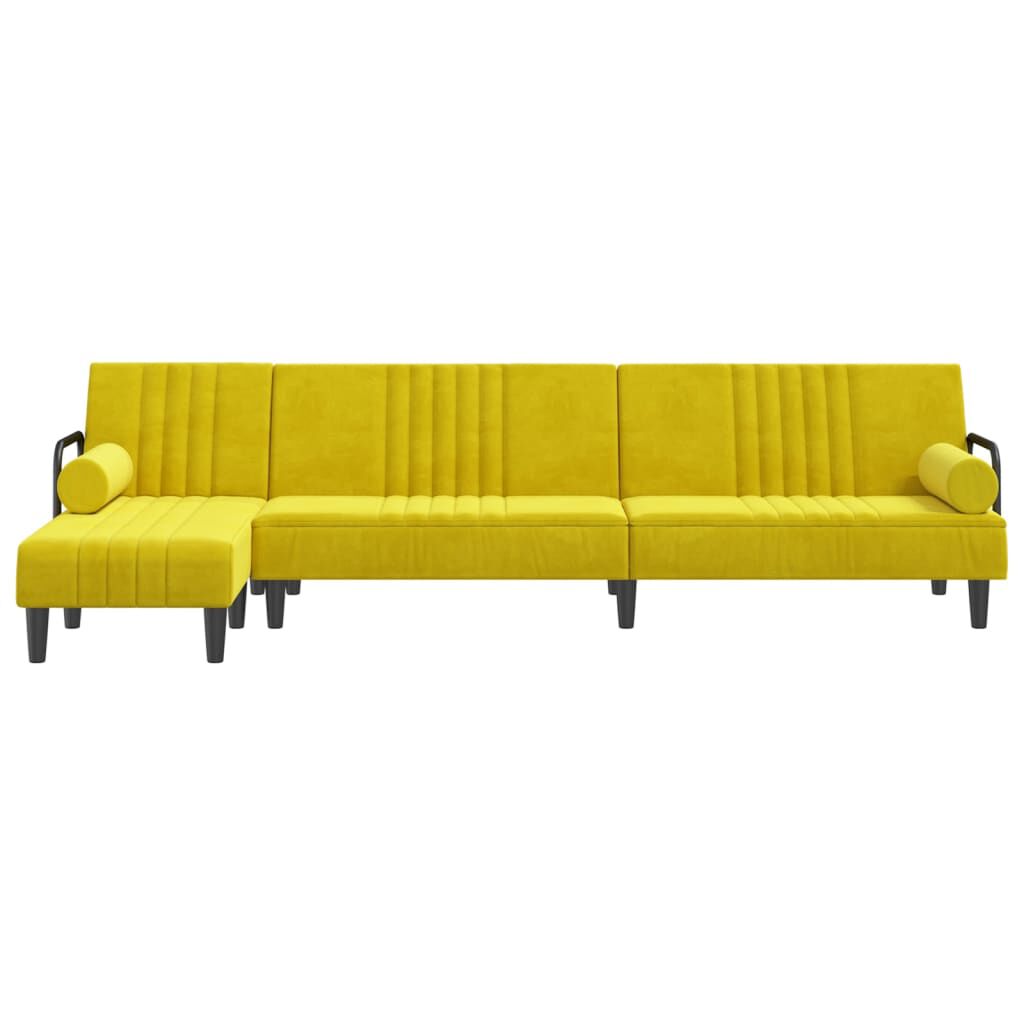 vidaXL Καναπές Κρεβάτι Γωνιακός Κίτρινος 260 x 140 x 70 εκ. Βελούδινος