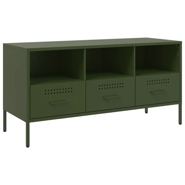 vidaXL Έπιπλο Τηλεόρασης Πράσινο Λαδί 100,5x39x50,5 εκ. από Ατσάλι