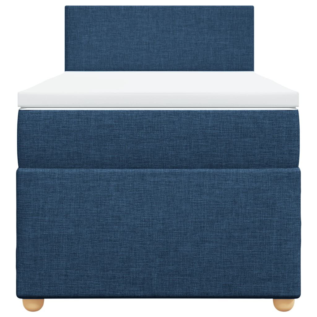 vidaXL Κρεβάτι Boxspring με Στρώμα Μπλε 90x200 εκ.Υφασμάτινο