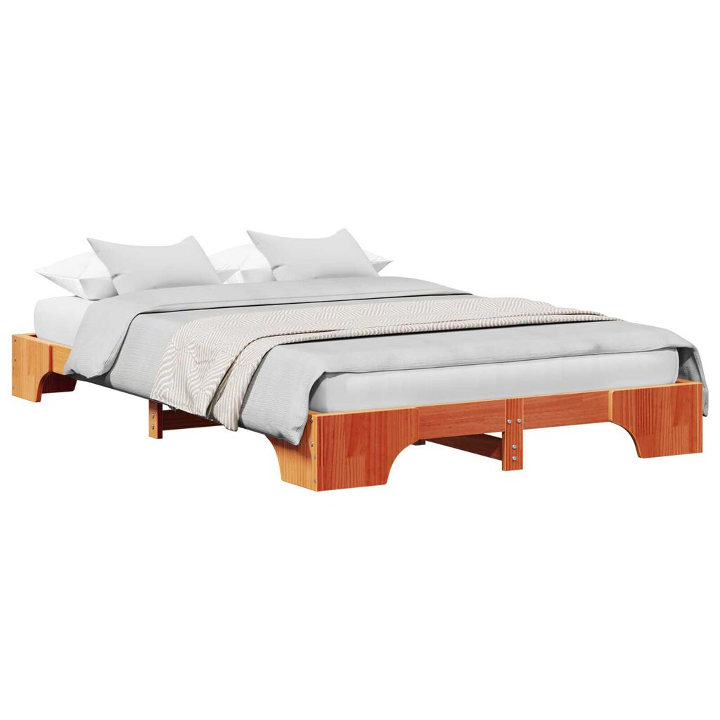 vidaXL Κρεβάτι Κερωμένο καφέ Ξύλο 120 x 200 cm Καφέ Κρεβάτι Ορθογώνιο