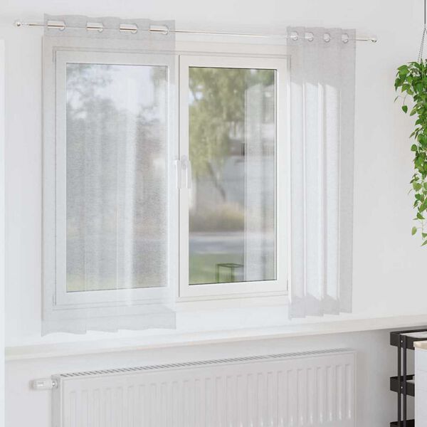 vidaXL Κουρτίνες με κουρτίνες 2 pcs Ανοιχτό γκρι Πολυεστέρας