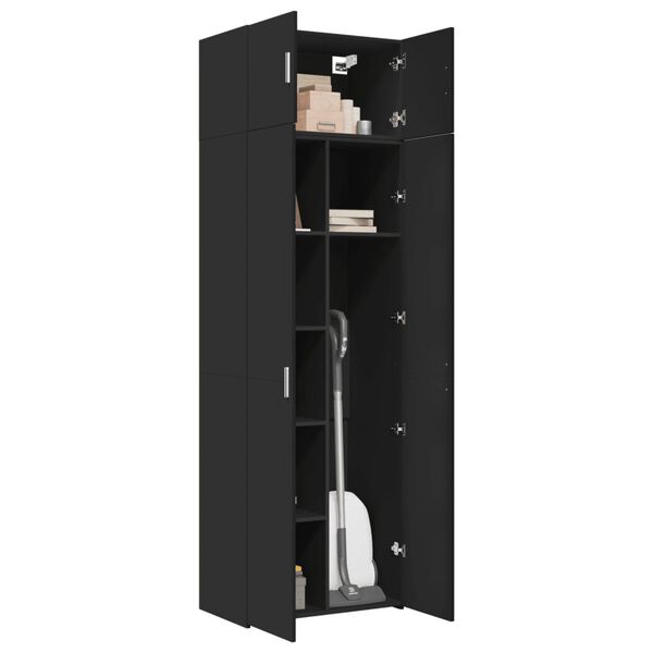 vidaXL Ραφιέρα με Ντουλάπια Μαύρο 70 x 42,5 x 225 εκ. από Επεξ. Ξύλο