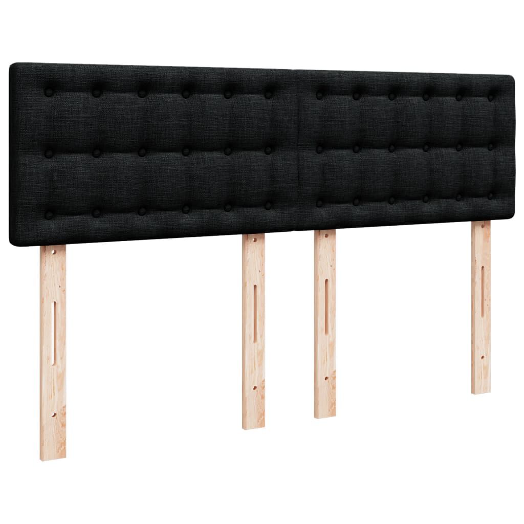 vidaXL Κρεβάτι Boxspring με Στρώμα Μαύρο 140x190 εκ. Υφασμάτινο
