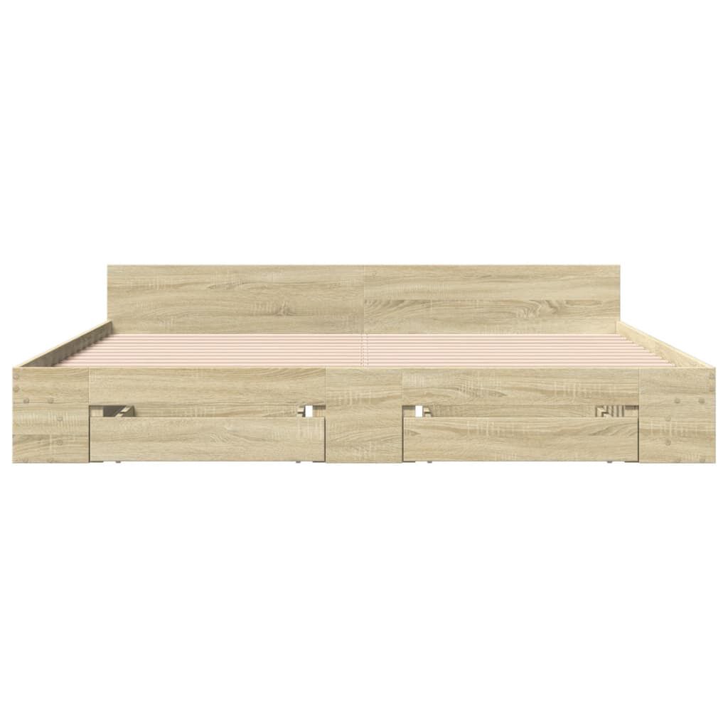 vidaXL Πλαίσιο Κρεβατιού με συρτάρια Sonoma Δρυς 200x200εκ. Επεξ. Ξύλο