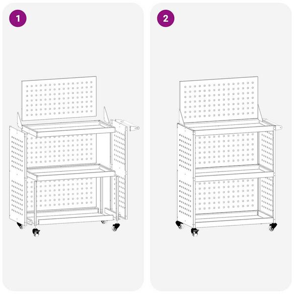 vidaXL Καρότσι εργαλείων με ράφι Ανθρακί 65 x 35 x 111 εκ Κρύα χάλυβας