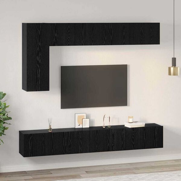 vidaXL Σετ επίπλου τηλεόρασης 6 pcs Μαύρη δρυς 30.5 x 30 x 90 cm