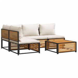 vidaXL Σαλόνι Κήπου 5 Τεμαχίων από Μασίφ Ξύλο Ακακίας με Μαξιλάρια