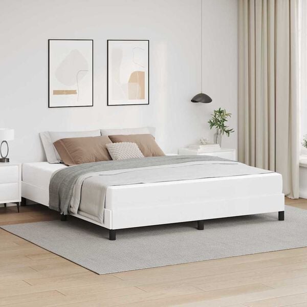 vidaXL Κρεβάτι με στρώμα Καθαρό Λευκό 180 x 200 cm Τεχνητό δέρμα