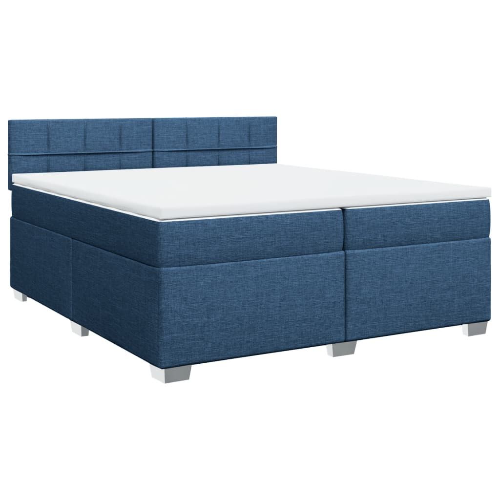 vidaXL Κρεβάτι Boxspring με Στρώμα Μπλε 200x200 εκ. Υφασμάτινο