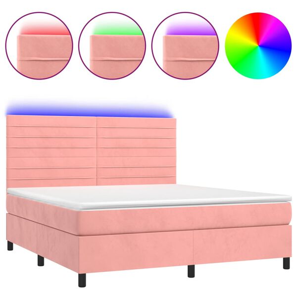 vidaXL &Kappa;&rho;&epsilon;&beta;ά&tau;&iota; Boxspring &mu;&epsilon; &Sigma;&tau;&rho;ώ&mu;&alpha; & LED &Rho;&omicron;&zeta; 160x200 &epsilon;&kappa;. &Beta;&epsilon;&lambda;&omicron;ύ&delta;&iota;&nu;&omicron;