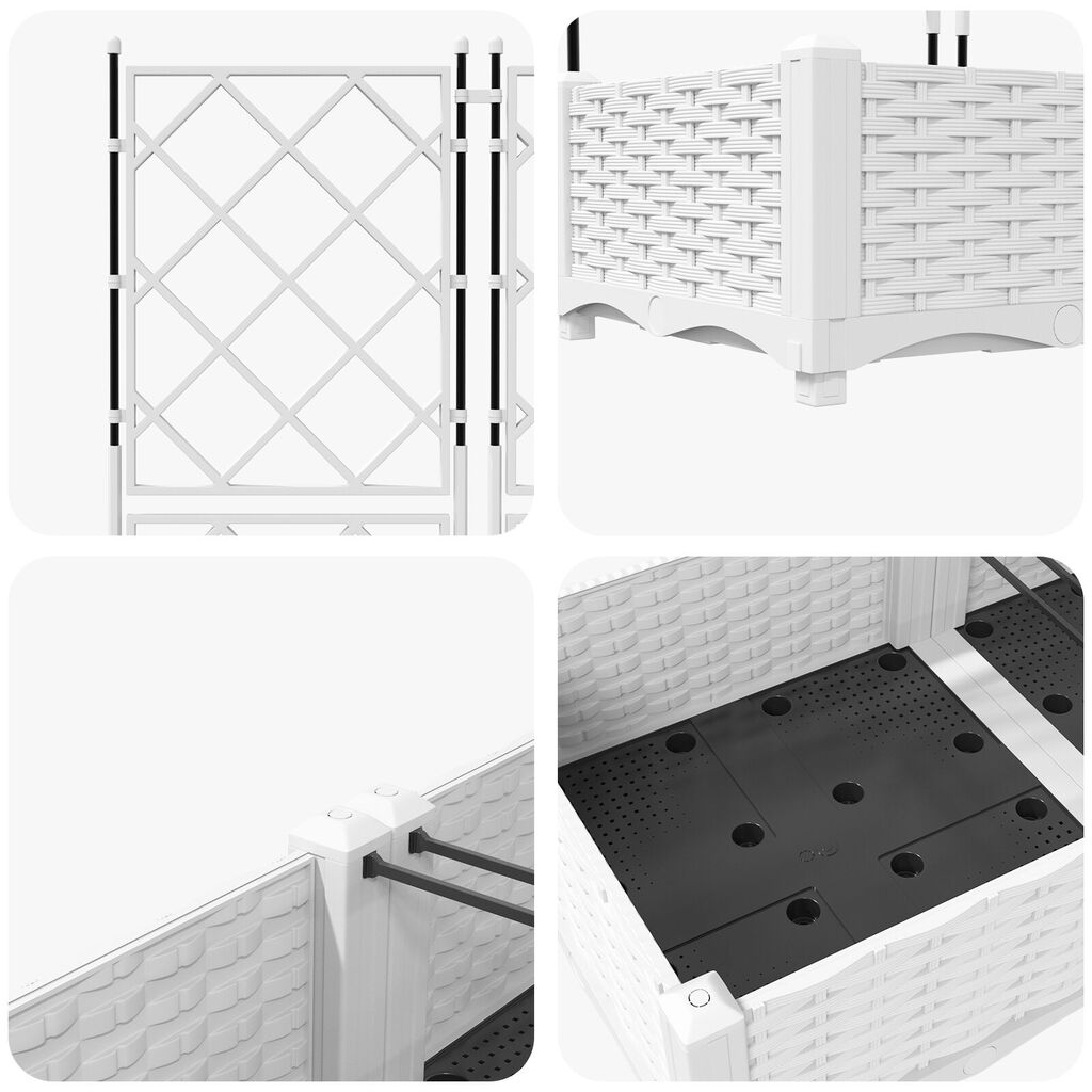 vidaXL Γλάστρα Κήπου με Στήριγμα 2 τεμ Λευκή 80x40x125.5 εκ