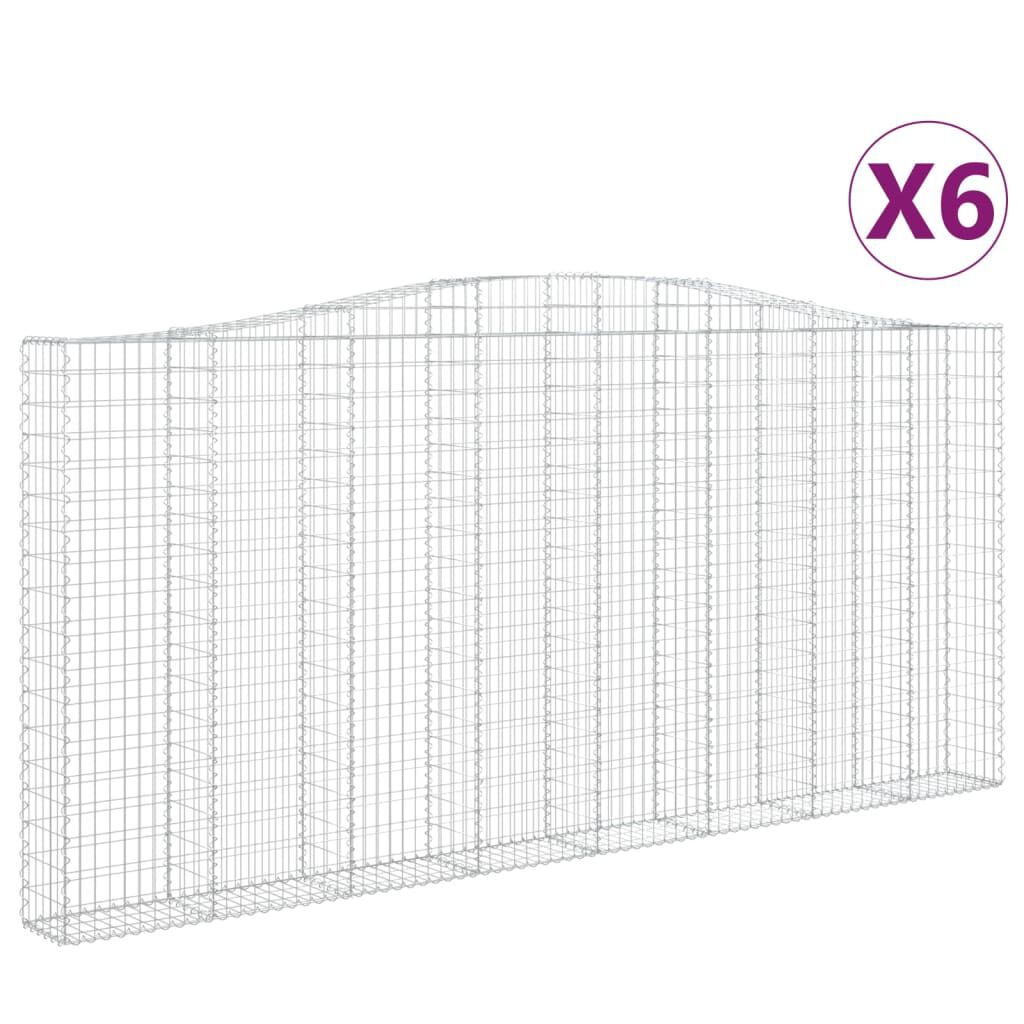 vidaXL Συρματοκιβώτια Τοξωτά 6 τεμ. 400x30x180/200 εκ. Γαλβαν. Ατσάλι