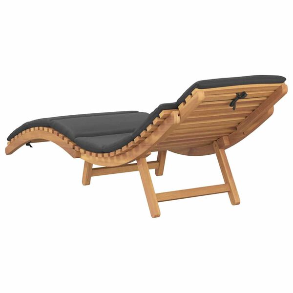 vidaXL Ξαπλώστρα Σκούρο γκρι 188 x 55 x 59 εκ. Μασίφ ξύλο teak