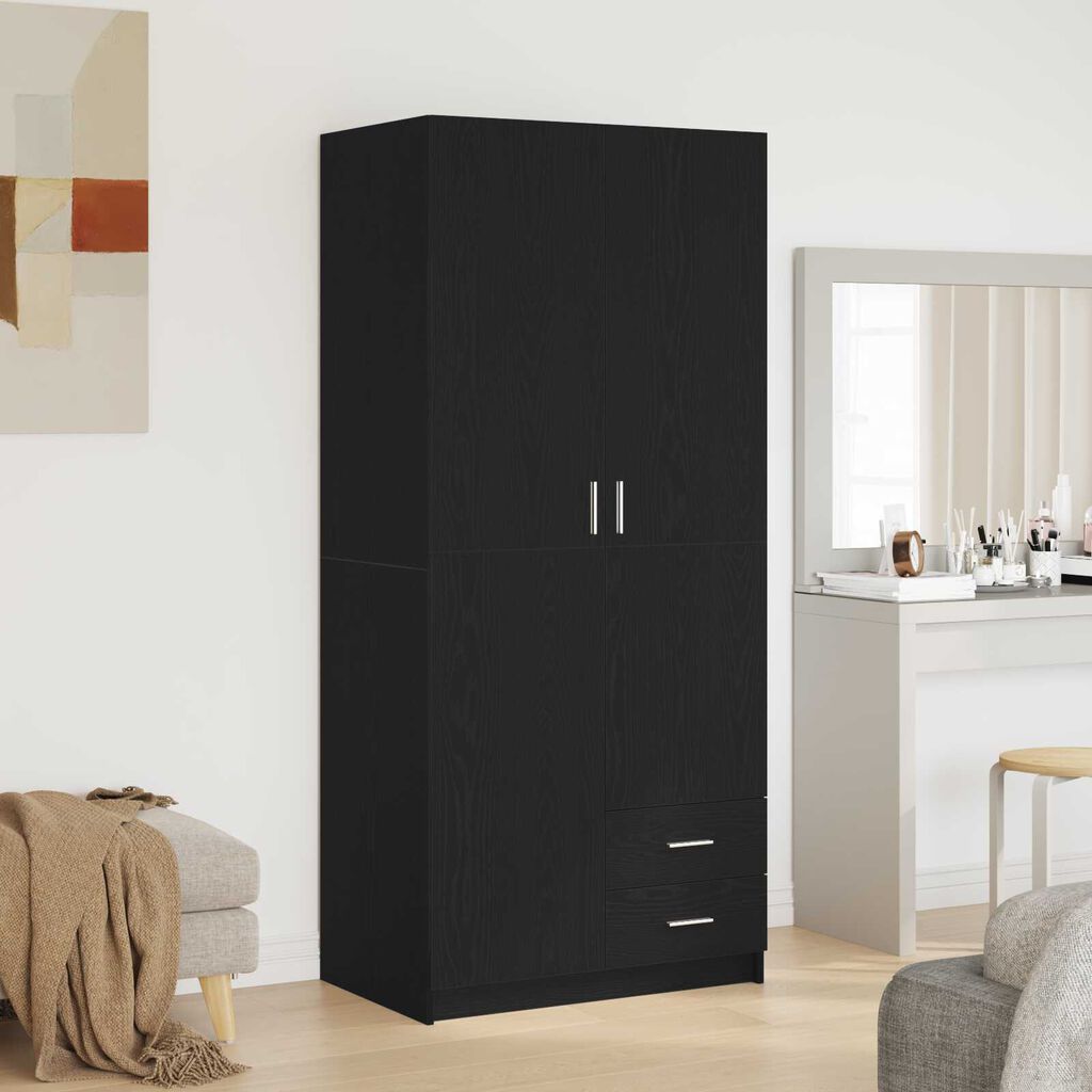 vidaXL Ντουλάπι Μαύρη δρυς 80 x 52 x 180 εκ Επεξεργασμένο ξύλο