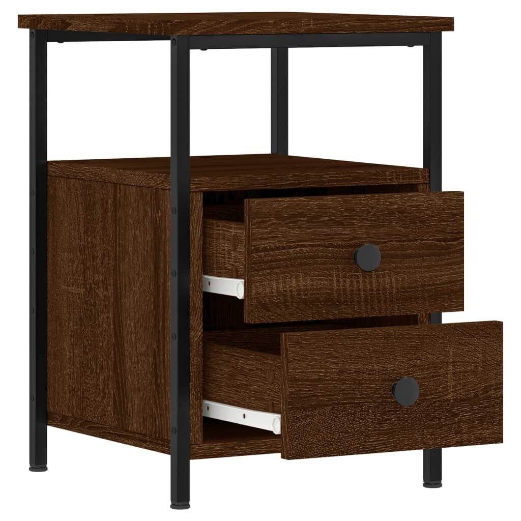 vidaXL Κομοδίνο 2 τεμ. Καφέ Δρυς 34 x 35,5 x 50 εκ. από Επεξεργ. Ξύλο