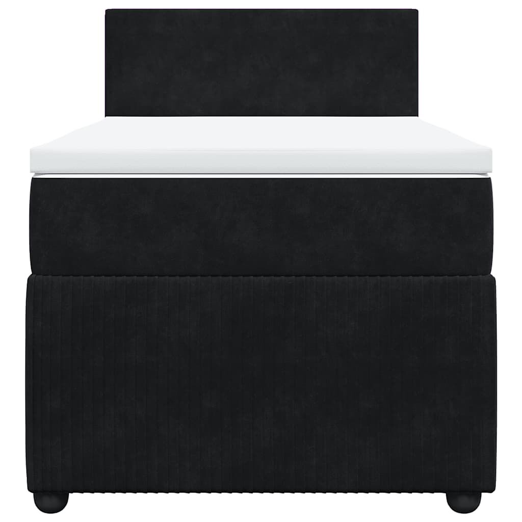 vidaXL Κρεβάτι Boxspring με Στρώμα Μαύρο 90x190 εκ. Βελούδινο